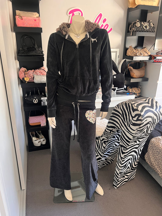 Victorias Secret Black Fur Hood Set
